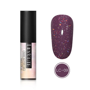 LILYCUTE 5ml Nude Glitter Gel Nail Polish Holographic Rose Gold Sequins Nail Gel Soak Off Nail Art UV Gel Polish - Nail Salon store