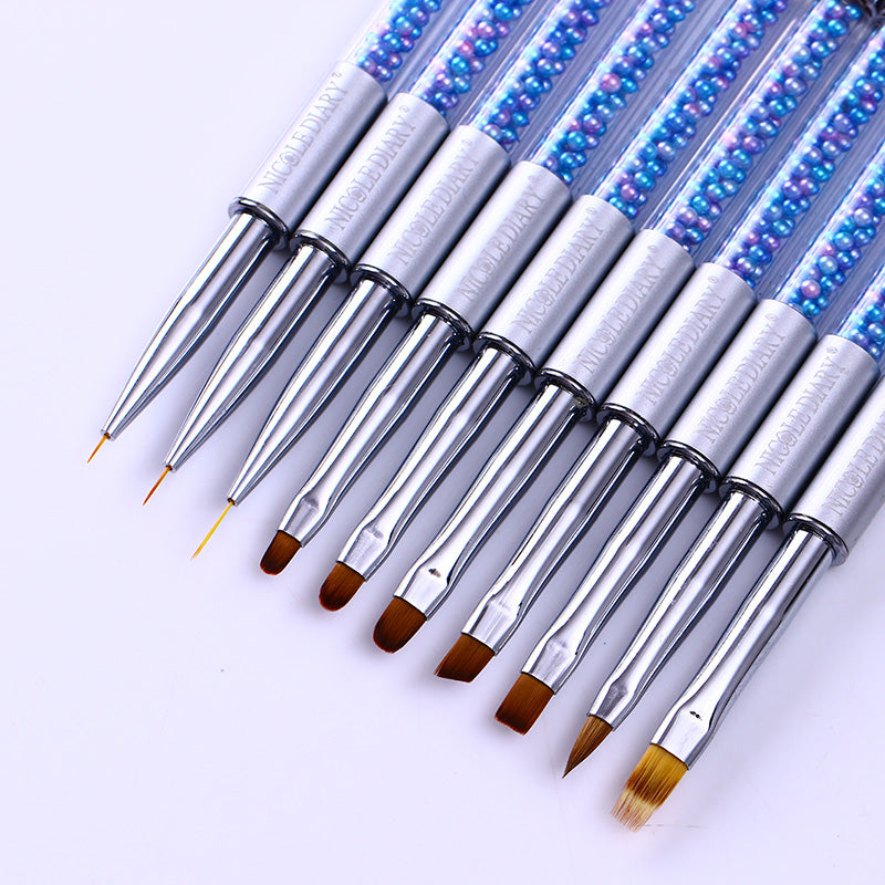 NICOLE DIARY UV Gel Brush Liner Painting Pen Acrylic Drawing Brush for Nails Gradient Rhinestone Handle Manicure Nail Art Tool - Nail Salon store