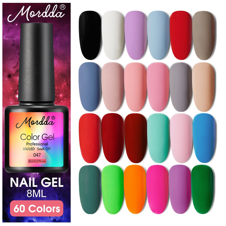 MORDDA 8 ML Gel Polish UV LED Nail Varnish For Manicure 60 Colors Gel Lacquer Semi Permanent Gel Paint Nail Art DIY Design Tools - Nail Salon store