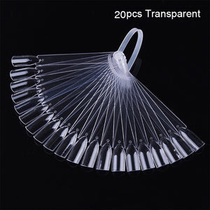 Color Card False Nail Tips Fan Transparent White Fake Nail Tips Manicure Nail Art Practice Display Design Tools - Nail Salon store