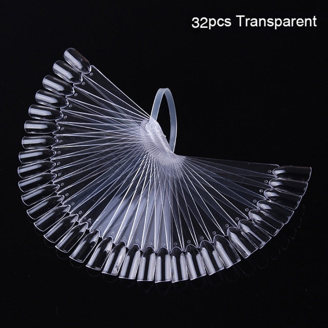 Color Card False Nail Tips Fan Transparent White Fake Nail Tips Manicure Nail Art Practice Display Design Tools - Nail Salon store