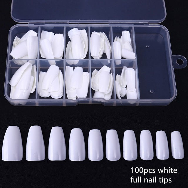 Color Card False Nail Tips Fan Transparent White Fake Nail Tips Manicure Nail Art Practice Display Design Tools - Nail Salon store