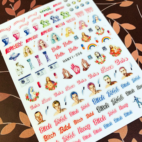 Newest HANYI-206 Cute character Xiaolizi  3d nail art sticker nail decal stamping export japan designs rhinestones  decorations - Nail Salon store