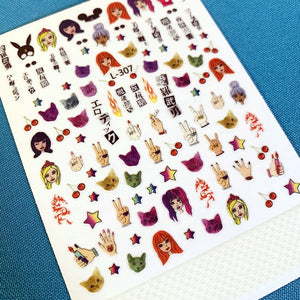 Newest HANYI-206 Cute character Xiaolizi  3d nail art sticker nail decal stamping export japan designs rhinestones  decorations - Nail Salon store