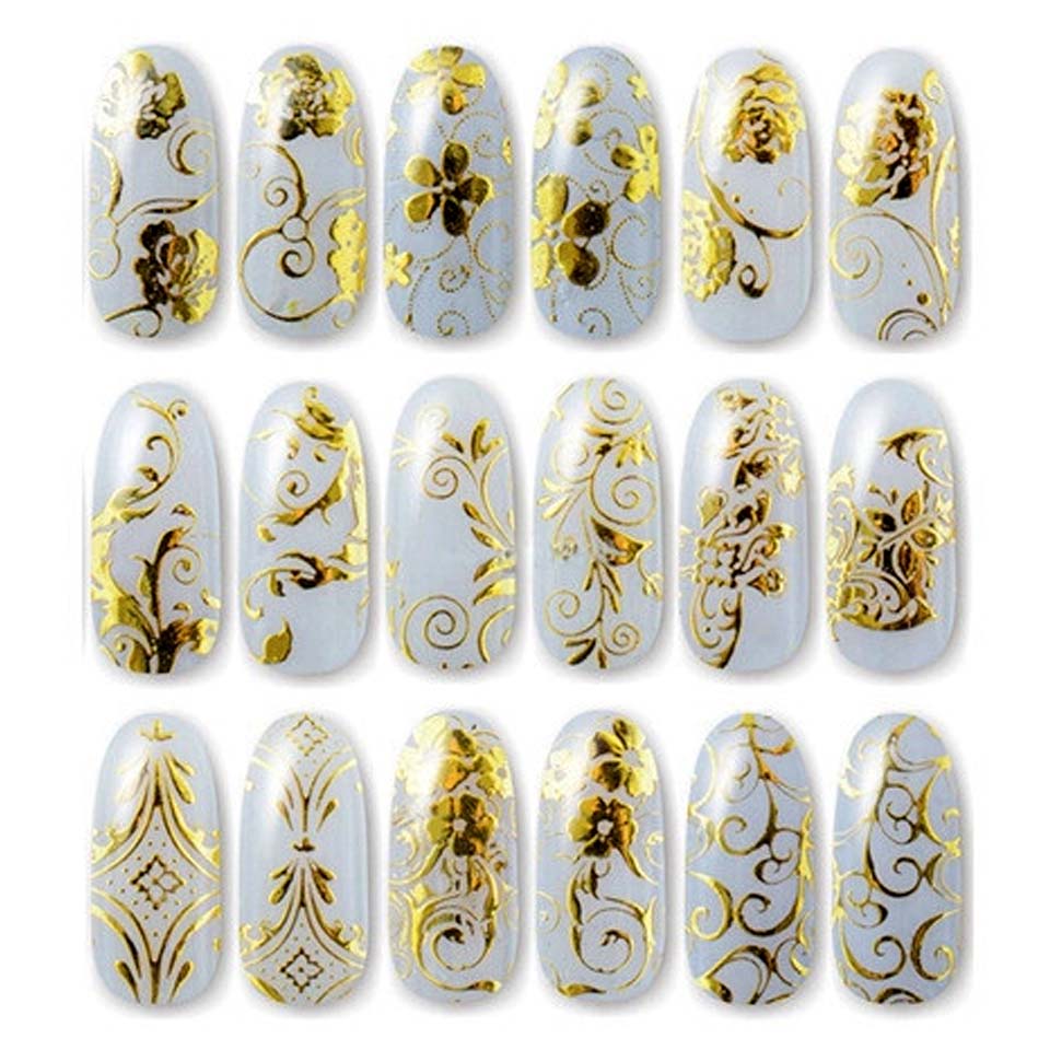 108PCS 3D Stickers for Nails Foil Flower Slider Design for Nail Sliders Nails Stickers Manicure Gold Slider for Nails ZJ1106 - Nail Salon store