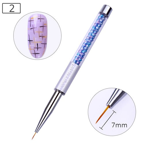 NICOLE DIARY UV Gel Brush Liner Painting Pen Acrylic Drawing Brush for Nails Gradient Rhinestone Handle Manicure Nail Art Tool - Nail Salon store