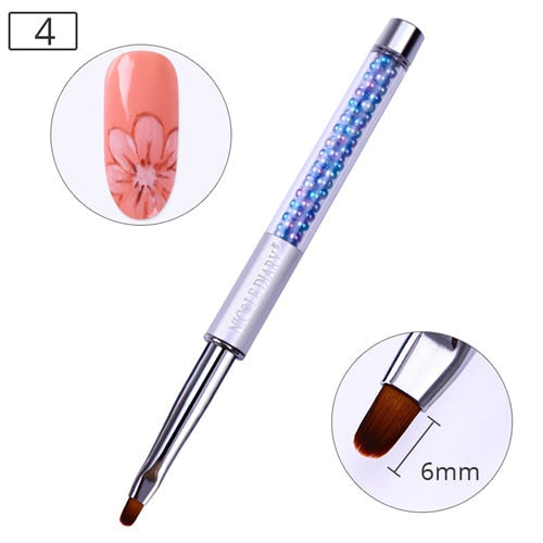 NICOLE DIARY UV Gel Brush Liner Painting Pen Acrylic Drawing Brush for Nails Gradient Rhinestone Handle Manicure Nail Art Tool - Nail Salon store