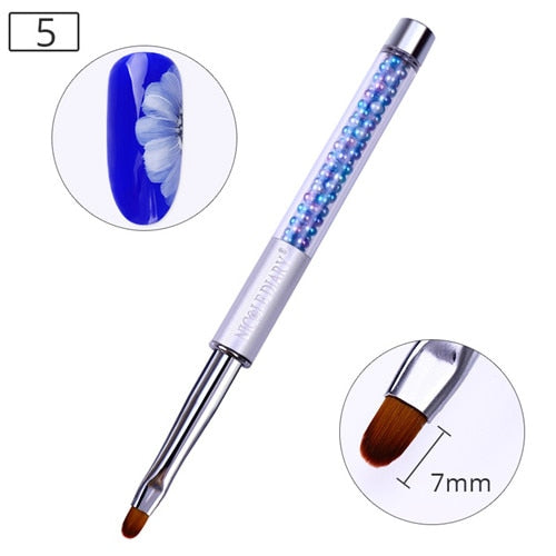 NICOLE DIARY UV Gel Brush Liner Painting Pen Acrylic Drawing Brush for Nails Gradient Rhinestone Handle Manicure Nail Art Tool - Nail Salon store