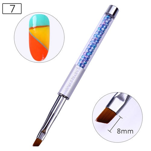 NICOLE DIARY UV Gel Brush Liner Painting Pen Acrylic Drawing Brush for Nails Gradient Rhinestone Handle Manicure Nail Art Tool - Nail Salon store