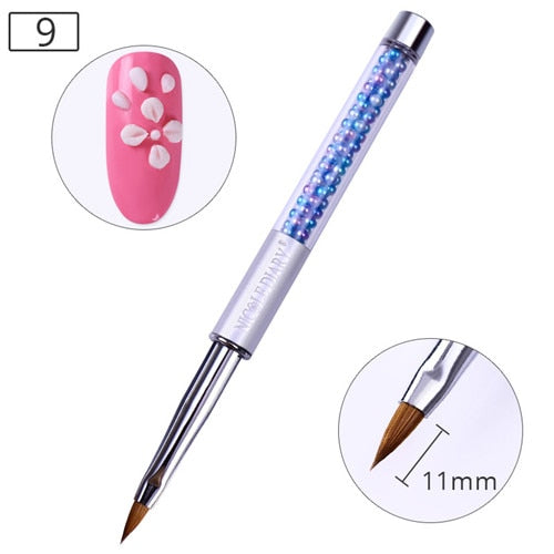 NICOLE DIARY UV Gel Brush Liner Painting Pen Acrylic Drawing Brush for Nails Gradient Rhinestone Handle Manicure Nail Art Tool - Nail Salon store