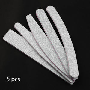 5 pcs/lot Sandpaper Nail File Lime 100/180 Double Side Sanding Buffer Block Set Grey Nail Files For UV Gel Polish Manicure Tool - Nail Salon store