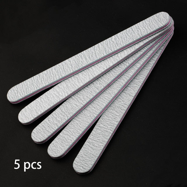 5 pcs/lot Sandpaper Nail File Lime 100/180 Double Side Sanding Buffer Block Set Grey Nail Files For UV Gel Polish Manicure Tool - Nail Salon store